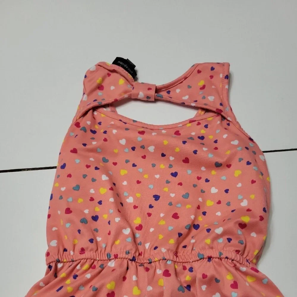 Picapino Outfit Girls 5T Jumpsuit Pink Hearts Short One-Piece 5 Comfort Stretch - Picture 8 of 12